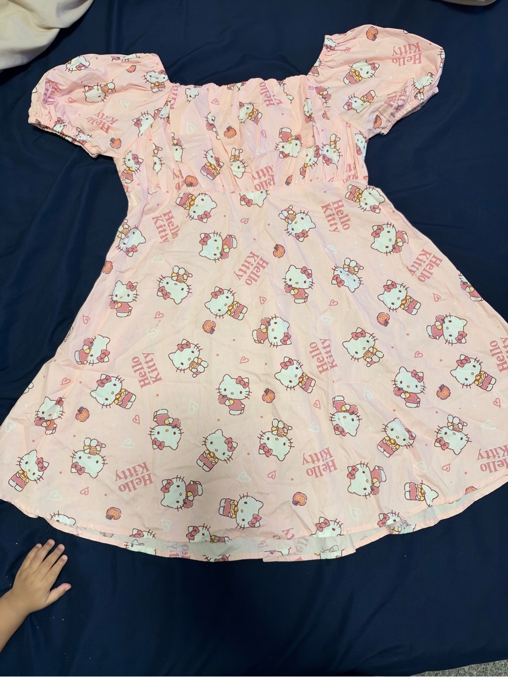 Hello Kitty Light Pink Puff Sleeve Nightgown with Allover Character Print